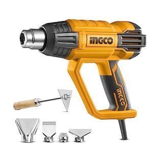INGCO Heat Gun, 2000W Heavy Duty Hot Air Gun Heat Gun with Overload Protection for Crafts, Shrinking PVC, Stripping Paint (4 Nozzles)