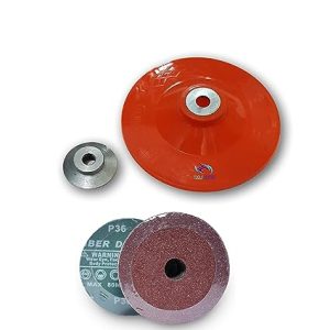 KROST Plastic Backing Pad With Grinder Nut and 15 Nos Fibre Sanding Disc for Sander Polisher Angle Grinders M10, 5 Inch 125mm