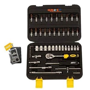 Krost™ Socket Set, 46 Pieces Spanner Socket Set 1/4" Car Repair Tool Ratchet Wrench Set Hand Tool (Black).