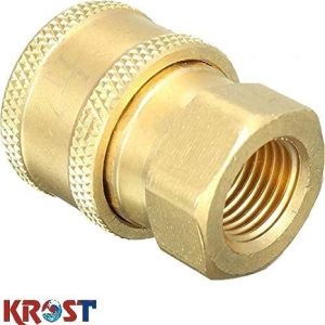KROST Pressure Washer Coupler, Quick Connect Fittings 1/4 Inch Quick Coupler Female Socket, Brass Adapter M14 to 1/4 inch for Foam Lance and attachments. (1/4″ Coupler)