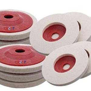KROST Wool Felt Buffing Pad Wheel Disc for Polishing Stainless steel,Metal,Marble, Glass, Ceramic, 4 inch Angle Grinder Abrasive Rotary tool accessory – white, 100 x 16mm x 16mm dia. (40)
