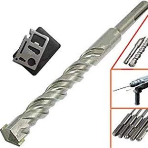 Krost SDS-Shank Hammer/Masonary Drill Bits for Concrete Application with 11 in 1 Pocket MultiTool (24x400x460mm, 2)