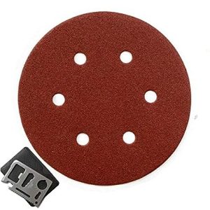 Krost Hook & Loop 6″(150mm) Sanding Paper/Disc For Electrical/Pneumatic Sander Polisher with 11 in 1 Pocket Multitool (6″(150mm)6HoleX180Grit, 50)