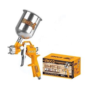 INGCO Air Spray Gun, 400ml Capacity Spray Gun | 1.5mm Nozzles Stainless Steel | 180 Ml/min | Suitable for Base Coat Spray Gun for Auto Paint
