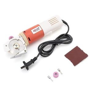 KROST Electric Rotary Fabric Cutter, Cloth Cutting Machine, Electric Fabric Scissors, 25mm Cutting Thickness with 65mm Blade, for Cloth Fabric Leather and Carpet, Sharpening Stones and more,