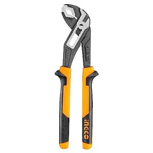 Pump pliers, INGCO 10″/250mm Pump Pliers, 40mm Max Clamping open, Cr-V, Black Finish and Polish, TPR Two Color Handle