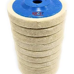 KROST Wool Felt Buffing Pad Wheel Disc for Polishing Stainless steel,Metal,Marble, Glass, Ceramic, 4 inch Angle Grinder Abrasive Rotary tool accessory – white, 100 x 16mm x 16mm dia. (10)