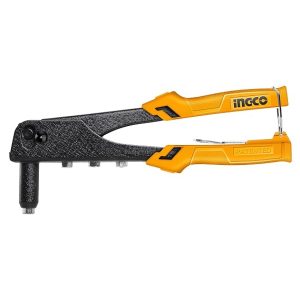 INGCO HR105 Hand Riveter, Aluminium Alloy Body, Heavy-Duty Hand Riveter, Applicable 4 Size Rivet Heads(Not Include), Hand Riveter Set for Metal – Free Interchangeable Heads (1 Set)