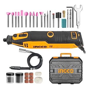 Ingco Mini Die Grinder Rotary Tool Kit with Accessories, 52pcs and Variable Speed for Drilling, Sanding, Buffing, Polishing, Engraving, 130W