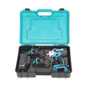 KROST 21 volts Cordless Impact Wrench & Screwdriver Machine, 1/2'' Cordless Hex Impact Driver Set (35.6 L x 27.9 W x 10.2 H), Black