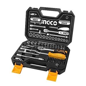 INGCO Socket Set Driver Ratchet Wrench Quick Release Tool Set with Case 1/4" SAE 45Pcs HKTS14451
