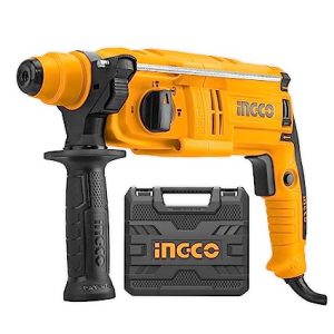 INGCO RGH6528 650W Reversible Rotary Hammer Drill 0-1700 RPM 25mm Variable Speed Chuck Corded Electric Drilling 0-5500BPM Impact Rate with Bits for Home Brick Metal Chiselling Masonry